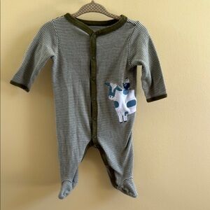 Striped Green and White Kids One Piece Sleeper